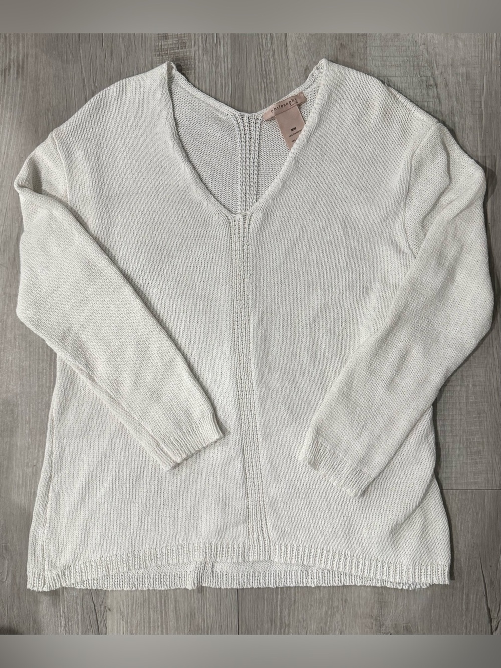 Philosophy Ivory V-Neck Lightweight Knit Sweater